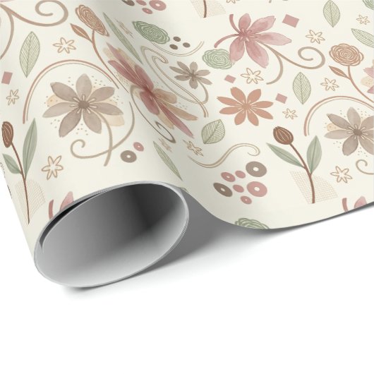 Boho-Blumenverpackungspapier Geschenkpapier (Rolleneckpunkt)