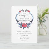 Boho Blumenwatercolor-Rote Rosen Wedding | Einladung (Stehend Vorderseite)