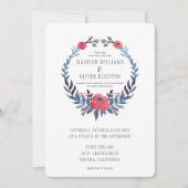 Boho Blumenwatercolor-Rote Rosen Wedding | Einladung (Vorderseite)