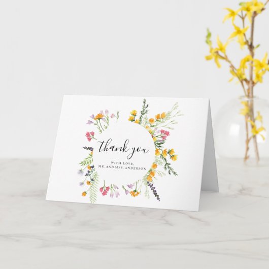 Boho blumenWedding Danke, Card Karte (Gelbe Blume)