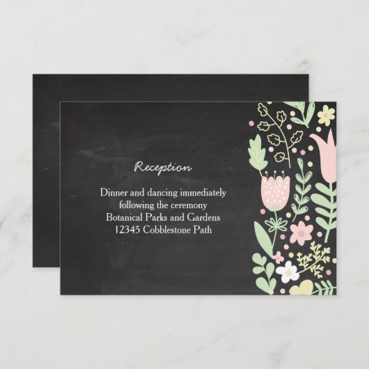 Boho Blumewreath-rustikale Tafel-Hochzeit Begleitkarte (Vorne/Hinten)