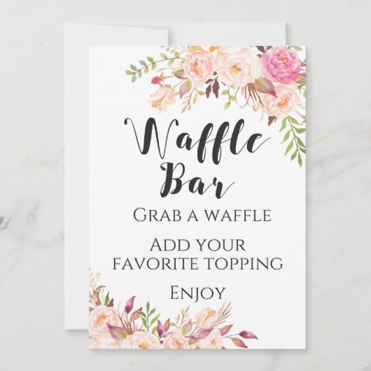 Boho blumigen Waffel Bar Sign 12x18 Einladung (Vorderseite)