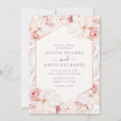 Boho Blush and Blassrosa Blumenhochzeit Einladung (Vorderseite)