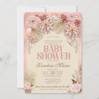 Boho Blush Beige Getrocknete Rose Baby Dusche Einl