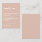 Boho Blush Beige Trendy Script Begleitkarte (Vorne/Hinten)