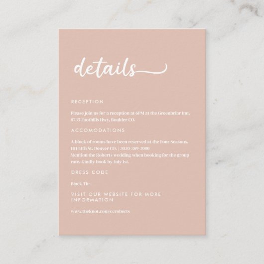 Boho Blush Beige Trendy Script Begleitkarte (Vorderseite)