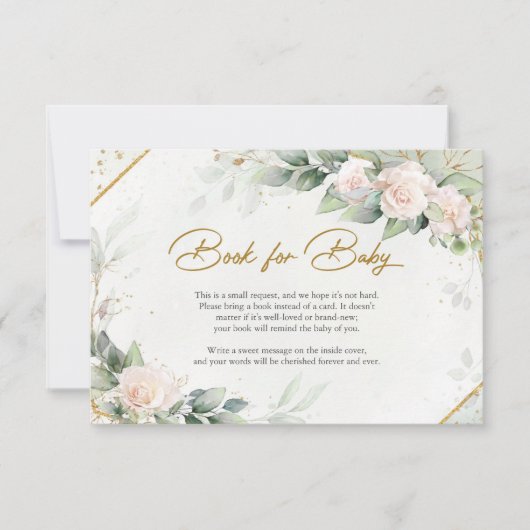 Boho Blush Bloral Eucilyptus Book for Baby Dankeskarte (Vorderseite)