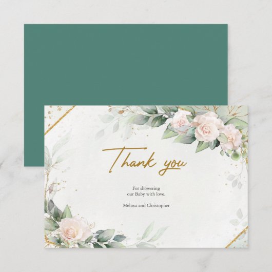 Boho Blush Bloral Eukalyptus Danke Karte (Vorne/Hinten)