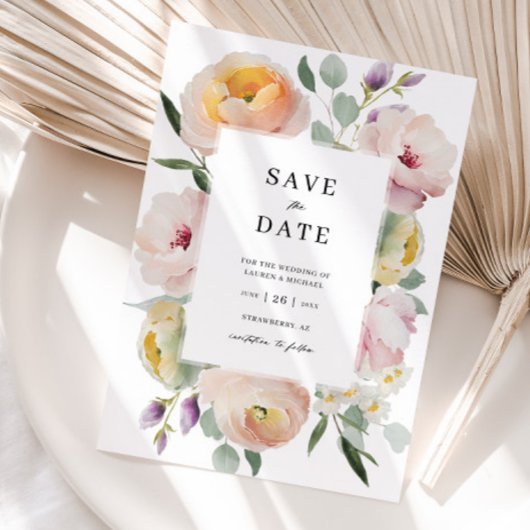Boho Blush Bloral Wedding retten das Datum der Ein Einladung