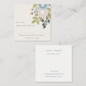 Boho Blush Blue Green Bloral Ernennung Erinnerung Quadratische Visitenkarte (Vorne/Hinten)