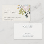 Boho Blush Blue Green Bloral Ernennung Erinnerung Visitenkarte (Vorne/Hinten)