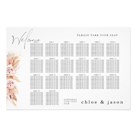 Boho Blush Blues Seekartenplakat Fotodruck (Vorne)