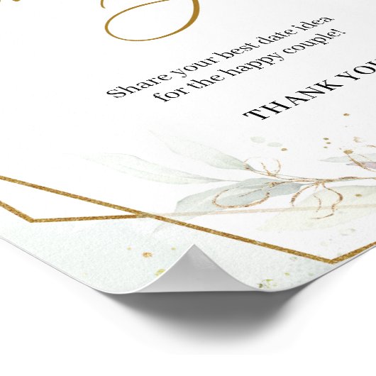 Boho blush Blume Grün Gold Datum Zeichen Poster (Ecke)