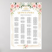Boho blush Blumengold quinceanera alphabetisch Poster (Vorne)