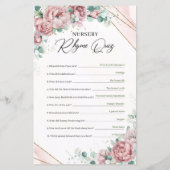 Boho blush blumengoldenes Kinderzimmer Rhyme Quiz (Rückseite)