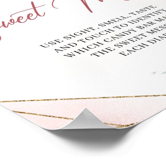 Boho Blush Blumengoldrahmen Raten Sie das süße Cha Poster (Ecke)