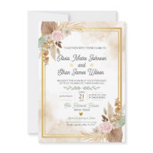 Boho-Blush-Blumenhochzeits-Einladung