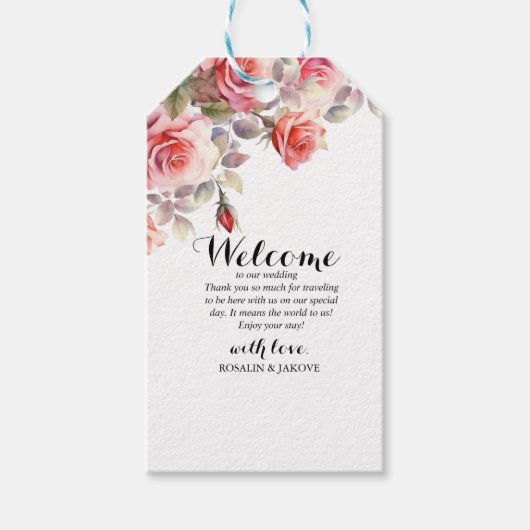 Boho-Blush-Blumenhochzeits-Einladung Geschenkanhänger (Vorderseite)