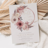 Boho Blush Blumenreath Fall bei Liebe Hochzeit Folieneinladung