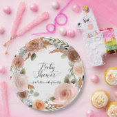 BOHO Blush Blumenwasser Wasserfarben Kinderdusche Pappteller (Party)