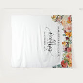 Boho Blush Bordeaux-Orangenblume Wandteppich (Vorderseite (Horizontal))