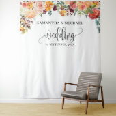 Boho Blush Bordeaux-Orangenblume Wandteppich (Beispiel)