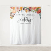 Boho Blush Bordeaux-Orangenblume Wandteppich (Vorderseite)