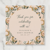 Boho Blush Botanical Moon Custom Baby Dusche Danke Geschenkanhänger (Rückseite)