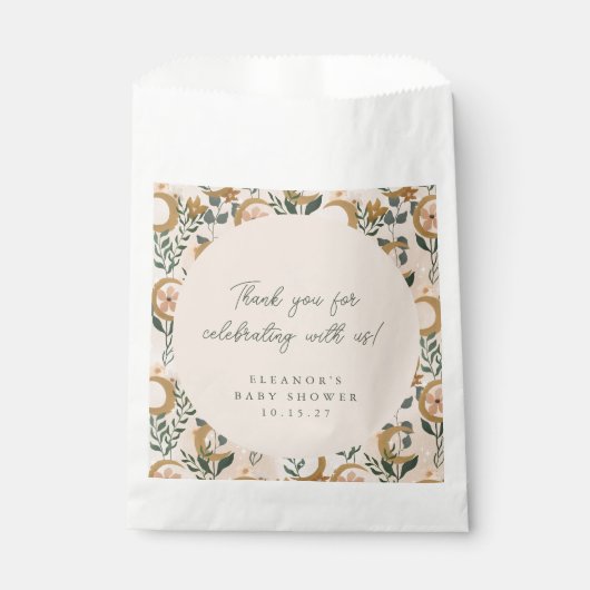 Boho Blush Botanical Moon Custom Baby Dusche Danke Geschenktütchen (Vorderseite)