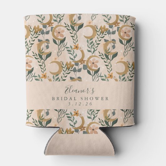 Boho Blush Botanical Moon Custom Brautparty Dosenkühler (Rückseite)