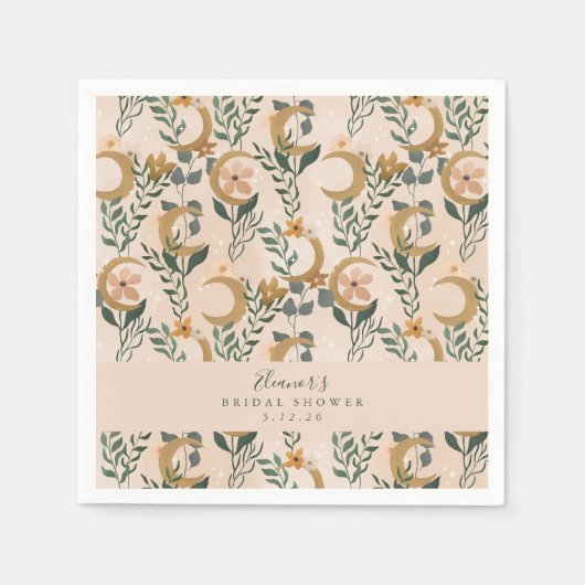 Boho Blush Botanical Moon Custom Brautparty Serviette (Vorderseite)