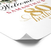 Boho Blush Burgund 80. Geburtstag Tischschild Poster (Ecke)