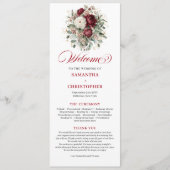 Boho-Blush-Burgunder-Blumen-Hochzeitsprogramm Programm (Vorderseite)