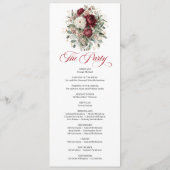 Boho-Blush-Burgunder-Blumen-Hochzeitsprogramm Programm (Rückseite)