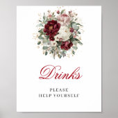 Boho-Blush-Burgunder-Getränke-Tischschild-Dekor Poster (Vorne)