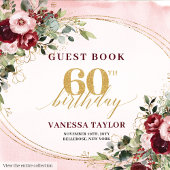 Boho Blush Burgunder Gold Rosen 60. Gästebuch