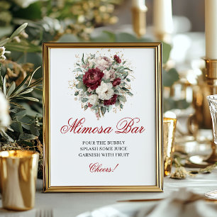 Boho-Blush-Burgunder-Mimosa-Bar-Tischschild Poster