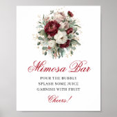 Boho-Blush-Burgunder-Mimosa-Bar-Tischschild Poster (Vorne)
