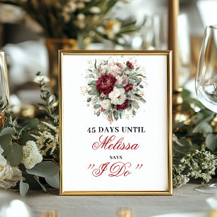 Boho Blush Burgundy Dais Until I Do Countdown Schi Poster