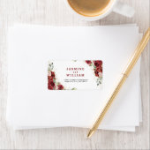 Boho Blush Burgundy Floral Gold Geometric Wedding Adressaufkleber (Insitu)