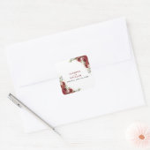 Boho Blush Burgundy Floral Gold Geometric Wedding Quadratischer Aufkleber (Umschlag)