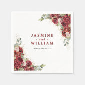 Boho Blush Burgundy Floral Gold Geometric Wedding Serviette (Vorderseite)