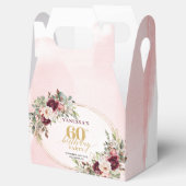 Boho Blush Burgundy Gold Floral 60th Gift Box Geschenkschachtel (Geöffnet)