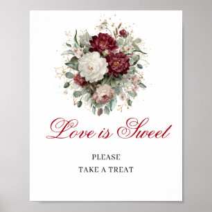 Boho Blush Burgundy Love is Sweet Tischschild  Poster
