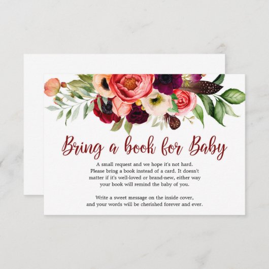 Boho Blush burgundy maroon mauve Blume Begleitkarte (Vorne/Hinten)