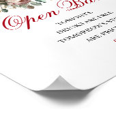 Boho Blush Burgundy Open Bar Hochzeitsschild Poste Poster (Ecke)