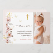 Boho Blush Butterfly Taufe Danke Karte (Vorne/Hinten)