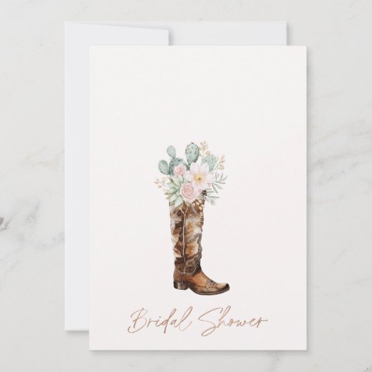 Boho Blush Cacti Boots Brunch Bubbly Brautparty Einladung (Rückseite)