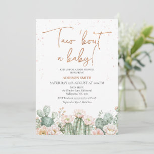 Boho Blush Cactus Taco 'bout a Baby Baby Einladung