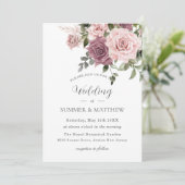 Boho Blush Cinnamon Rose Blumengrün Hochzeit Einladung (Stehend Vorderseite)